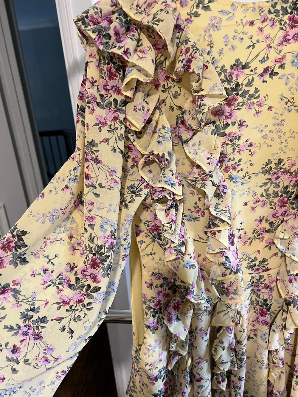Endless Rose like Zimmerman Yellow Floral Ruffle Lace-Up Dress - Picture 8 of 9